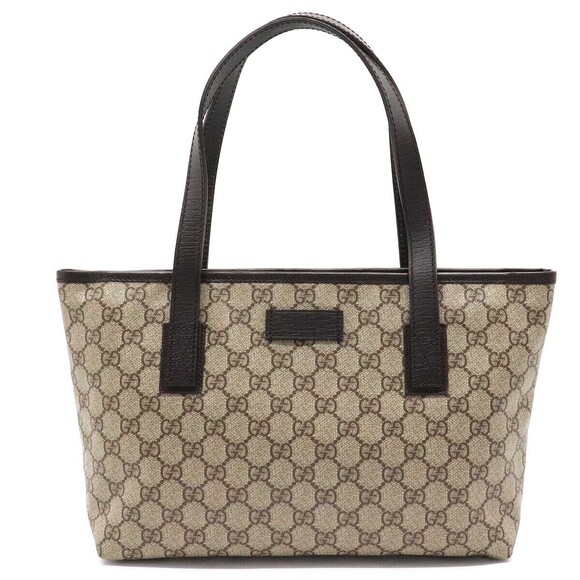 Gucci Handbags - Gucci GG Plus Supreme Tote Bag Shoulder Beige Cream Dark Brown